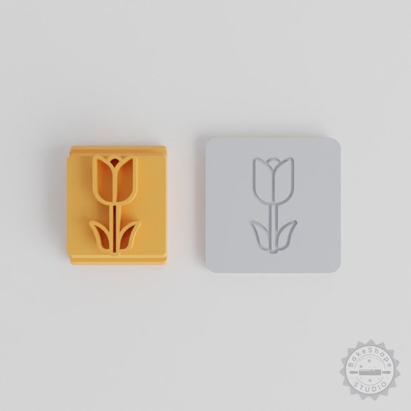 Tulip Stamp Tile Set, 5 Sizes, Perfect for Clay and Cookies, Floral Design