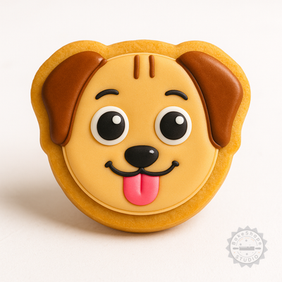 Decorated example 1 of Funny Dog Shape Cutter and Stamp Set, Cookie and Fondant Molds, 6-Piece Collection