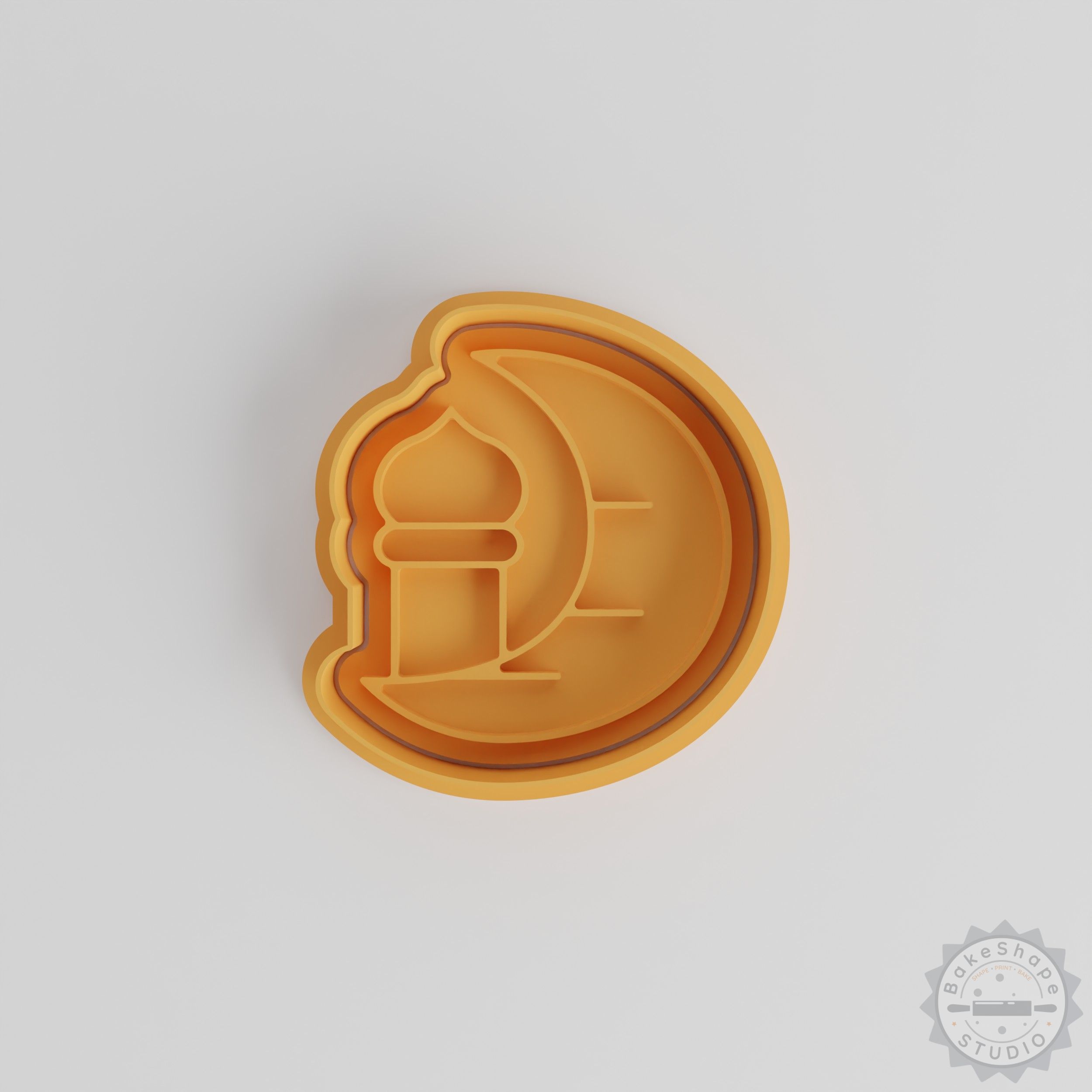 Ramadan moon cookie cutter and stamp set STL files for 3D printing, including three sizes for cookies and fondant
