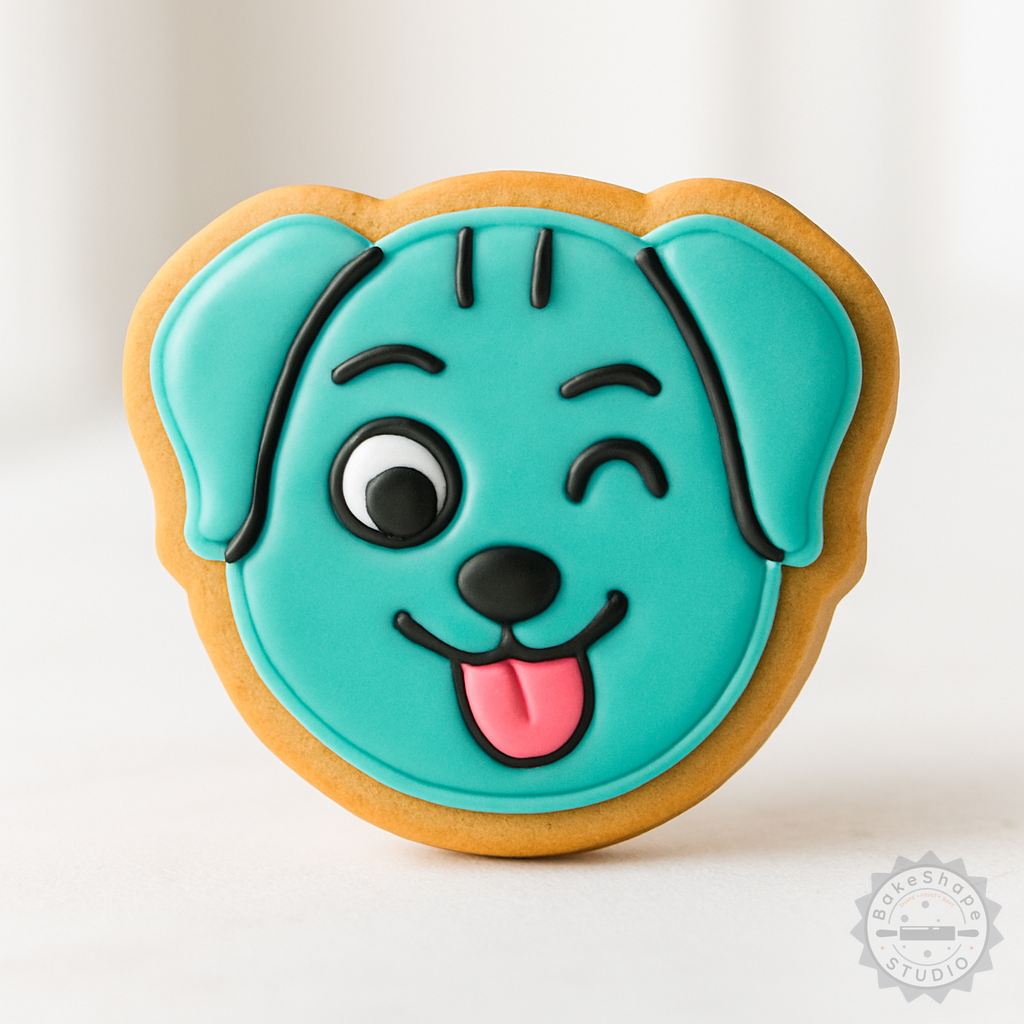 Decorated example 1 of Winking Dog Cookie Fondant Cutter Stamp Set, 6-Piece Playful Pooch Baking Tools Collection