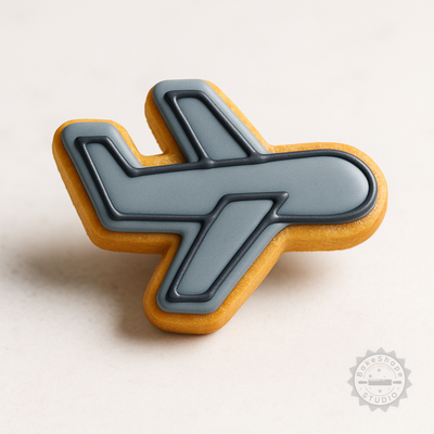 Decorated example 1 of Airplane Cookie Cutter Set, 6-Piece Shape and Stamp for Cookies, Fondant in S/M/L Sizes