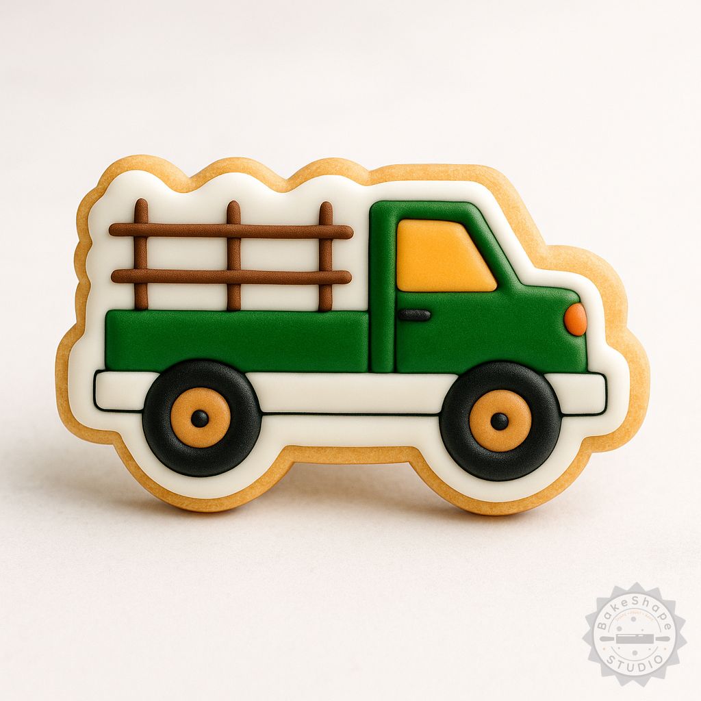Farm truck cookie cutter and stamp STL set for 3D printing in small, medium, and large sizes