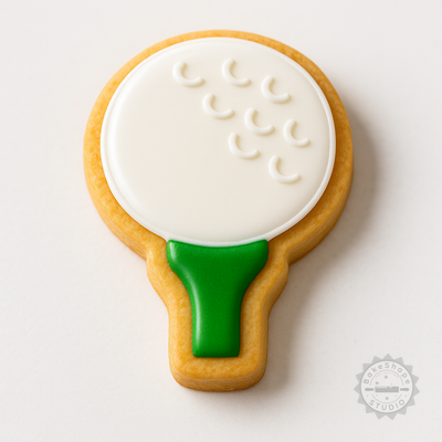 Decorated example 1 of Golf Shape Cutter and Stamp Set, Perfect for Cookies & Fondant, 6-Piece Sports Design
