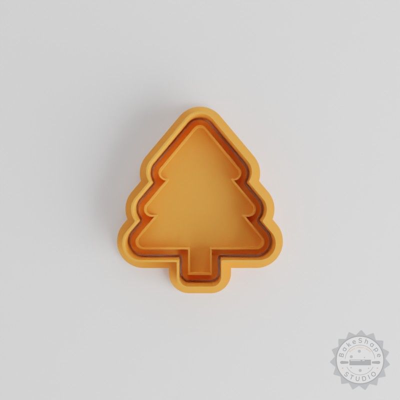 Christmas Tree Cookie Cutter & Stamp Set, Holiday Baking Tools, 6 Pieces, S/M/L Sizes