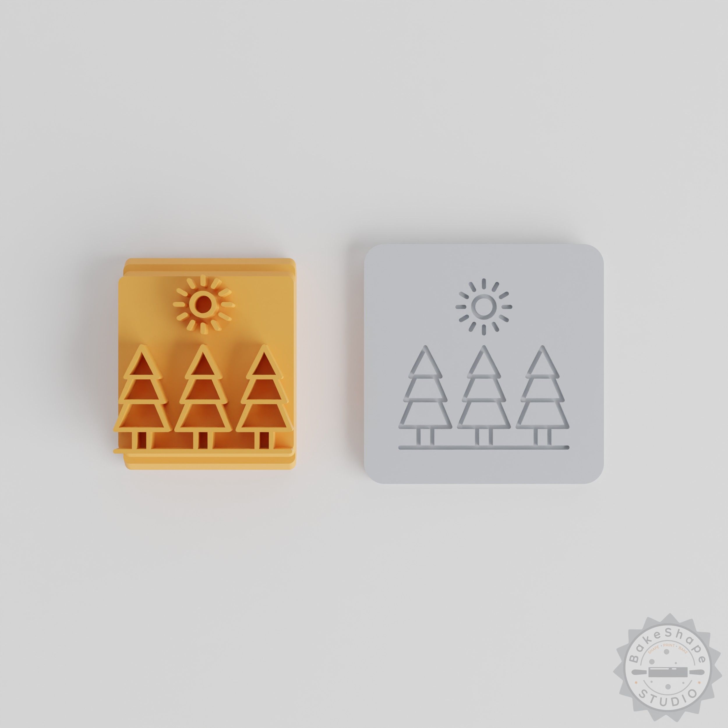 Trees Stamp Tile Set for Clay and Fondant, 5 Motif Sizes, Perfect for Crafts and Baking