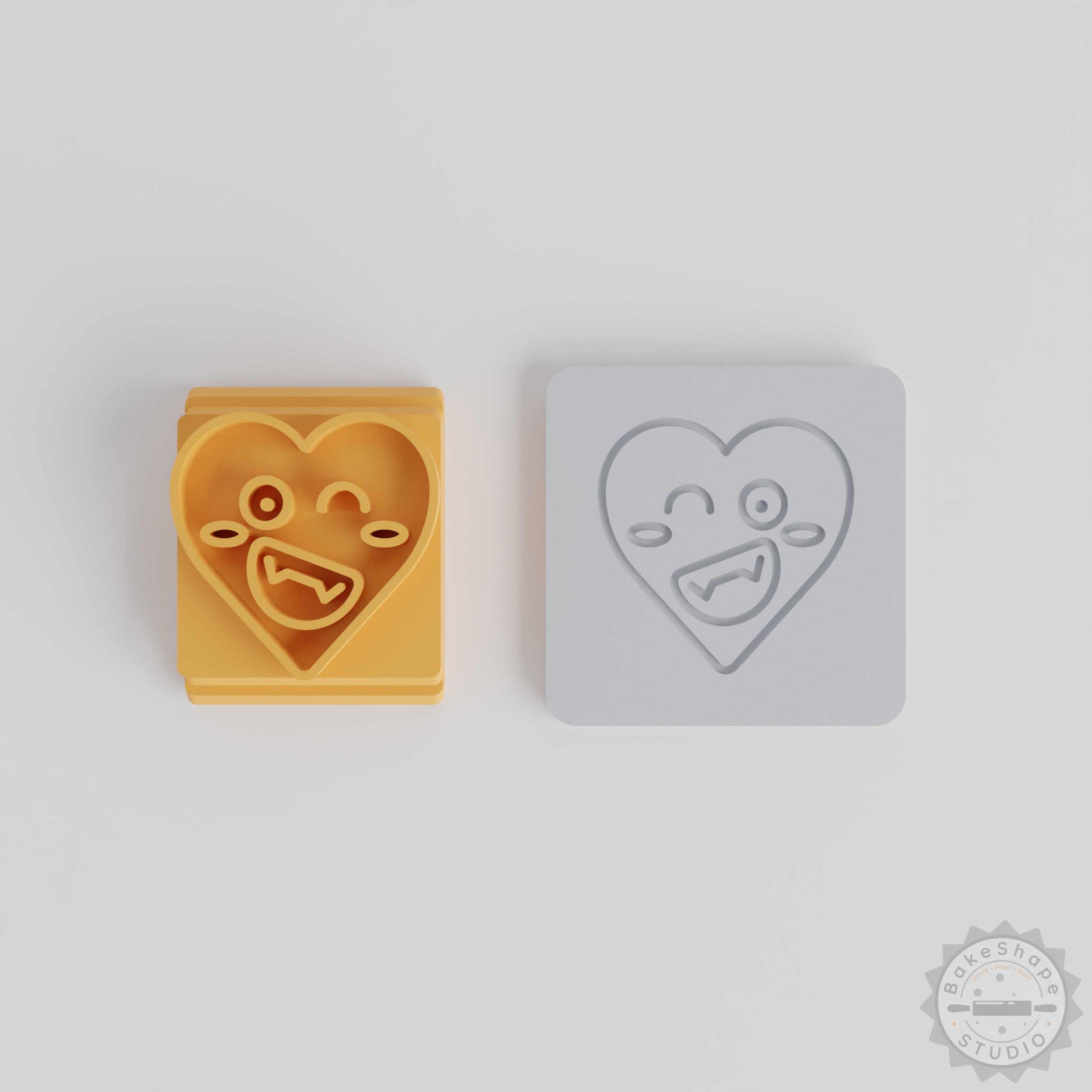 Smile Face Stamp Tile Set, Heart Emoji Designs, 5 Sizes for Clay, Cookies, Fondant