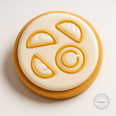 Decorated example 1 of Yum Cha Cookie Cutter and Stamp Set, 6-Piece S/M/L for Dumplings, Fondant, Cantonese Treats