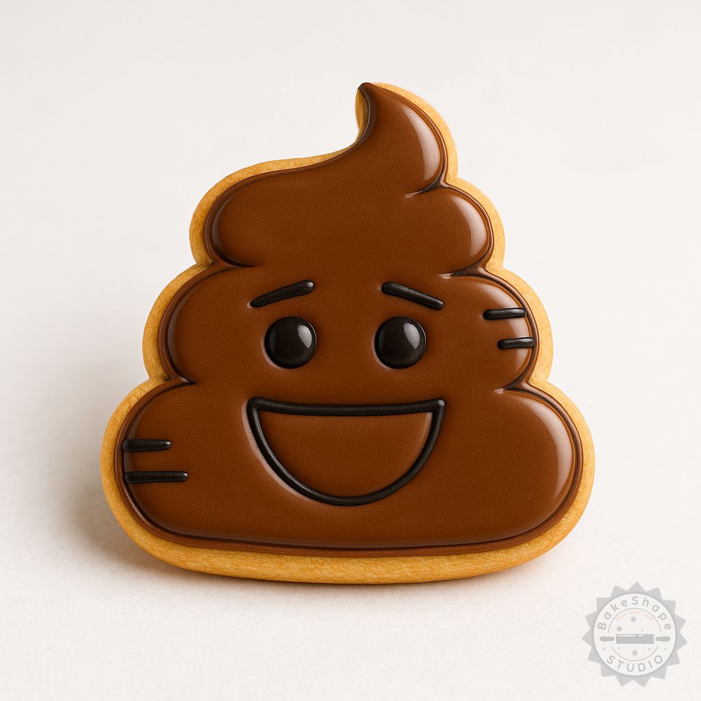 Poop emoji cookie cutters and fondant stamps set STL for 3D printing, smiling poop face design