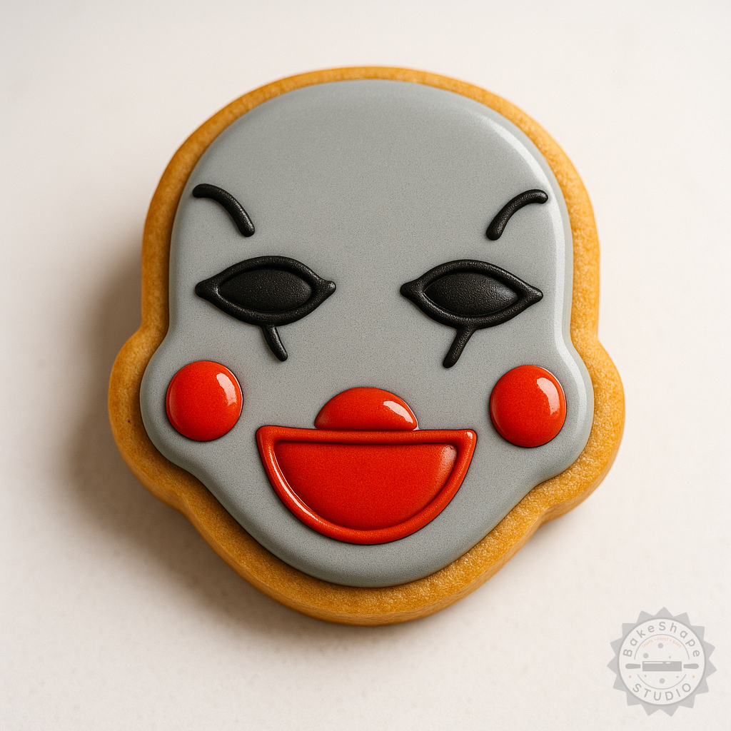 Decorated example 1 of Mangol Halloween Shape Cutter Stamp Set, Spooky Face Cookie Fondant Set, 6-Piece S/M/L Sizes