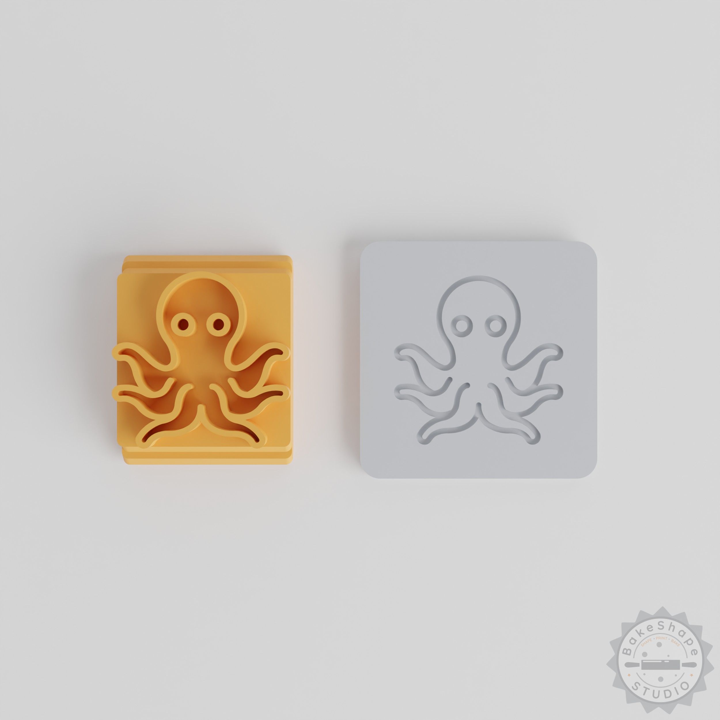 Octopus Stamp Tile Set, 5 Motif Sizes for Clay, Fondant, and Cookies, Ocean Creature Design