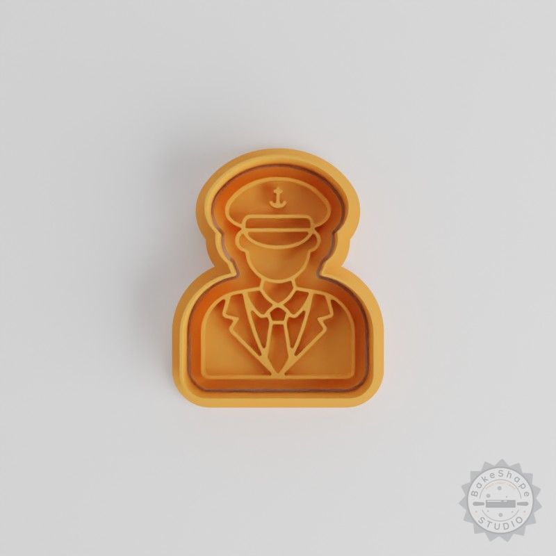 Captain Cookie Cutter and Stamp Set, 6 Piece Set for Fondant and Cookies, Includes S/M/L Sizes
