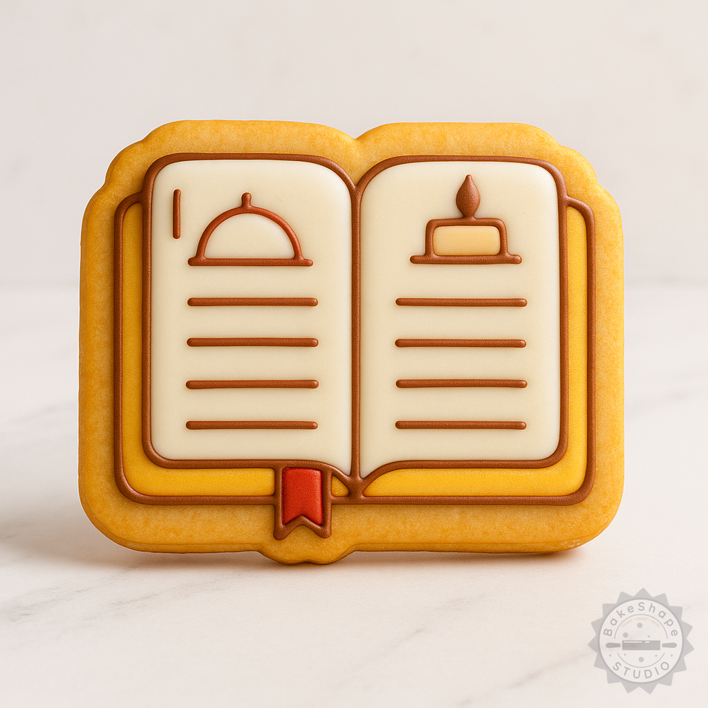 Decorated example 1 of Recipe Book with Shape Cutter & Stamp Set for Cookies & Fondant, 6 Piece Collection, Sizes S/M/L