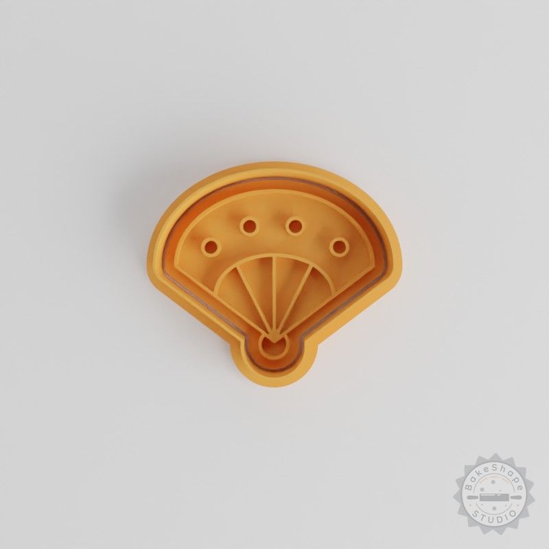 Hand Fan Shape Cutter and Stamp, Perfect for Cookies and Fondant, Festival Breeze Asian Tradition Fan Collection