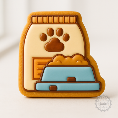 Decorated example 1 of Pet Food Shape Cutter & Stamp Set, 6-Piece, Perfect for Cookies & Fondant, Pet Kibble Design, Sizes S/M/L