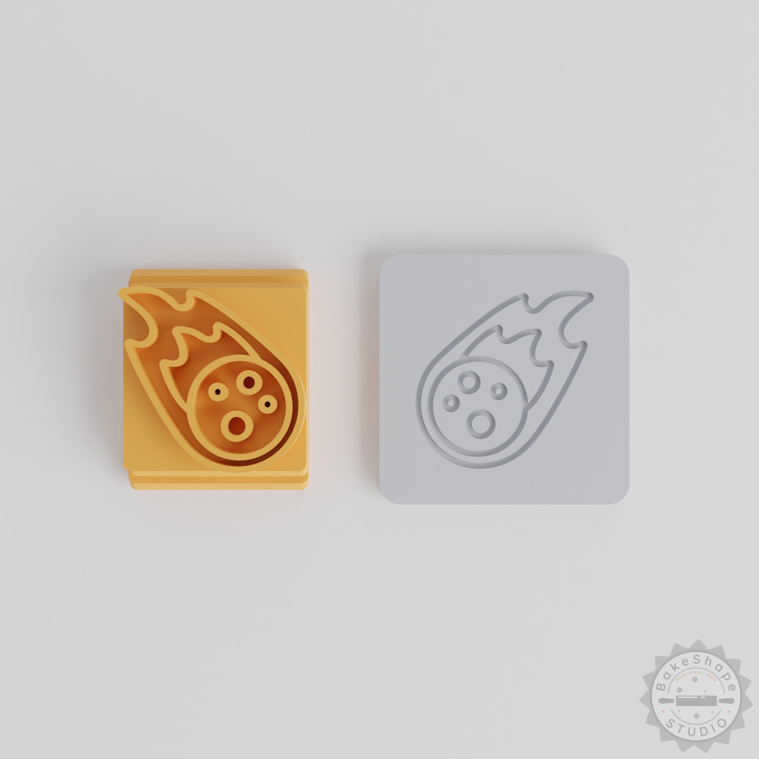 Falling Asteroid Stamp Tile Set, 5 Sizes, Astronomy Design for Clay, Cookies, Fondant