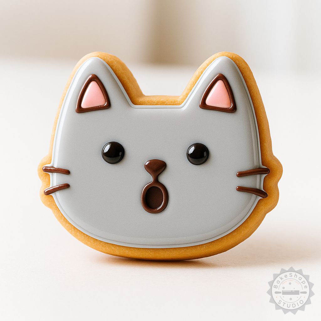 Shocked cookie cutter and stamp set STL for 3D printing surprised face shapes on cookies and fondant