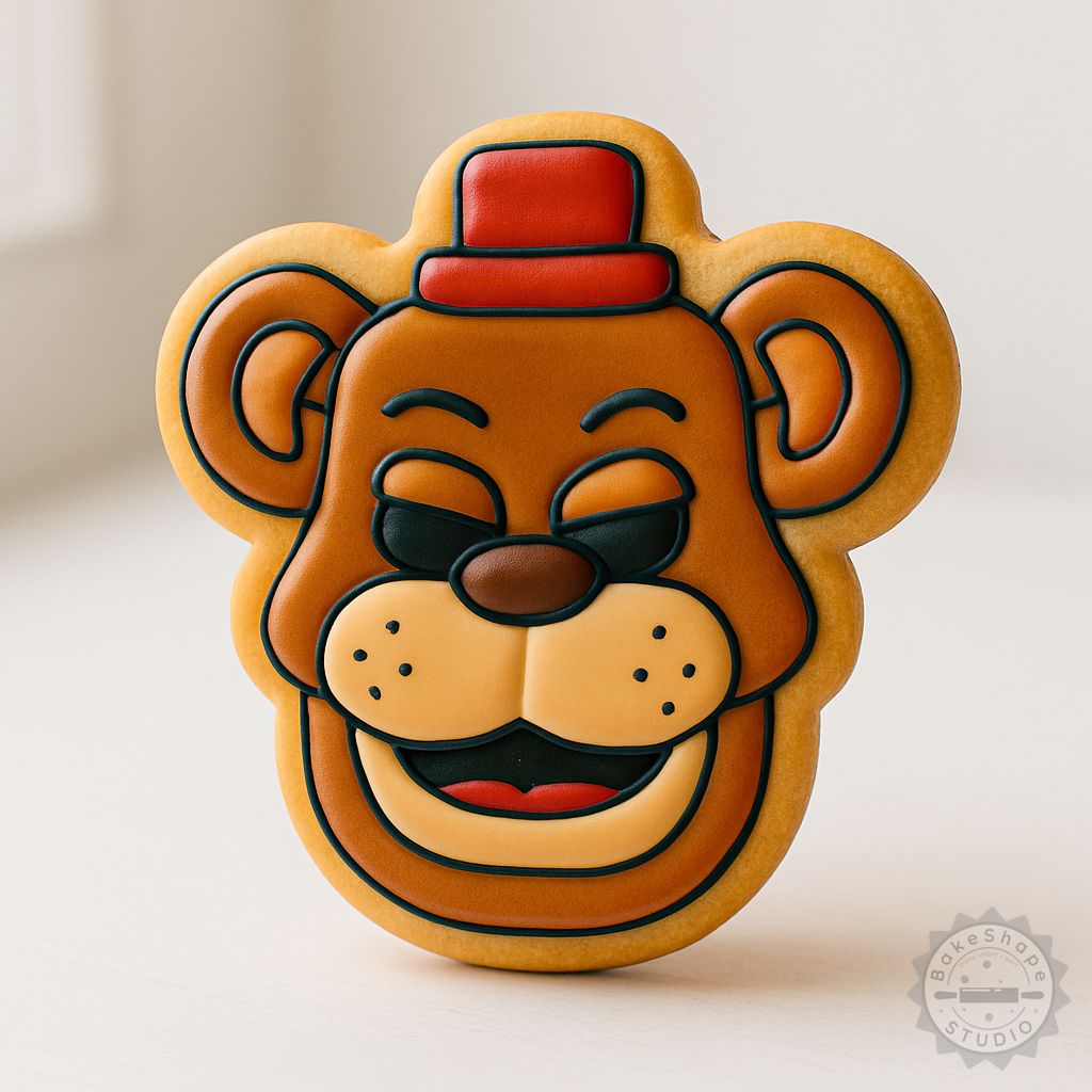 Freddy shape cookie cutter and stamp set STL file for 3D printing Halloween-themed treats