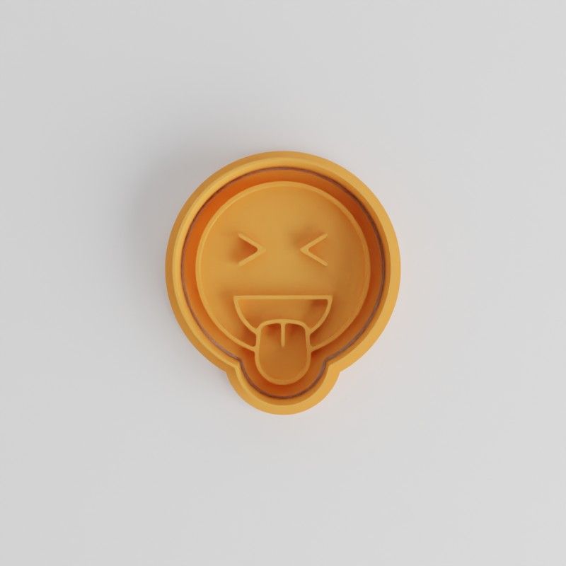 Sticking Out Tongue Cookie Cutter and Stamp Set, 6-Piece, Emoji Face Designs, S/M/L Sizes for Cookies and Fondant
