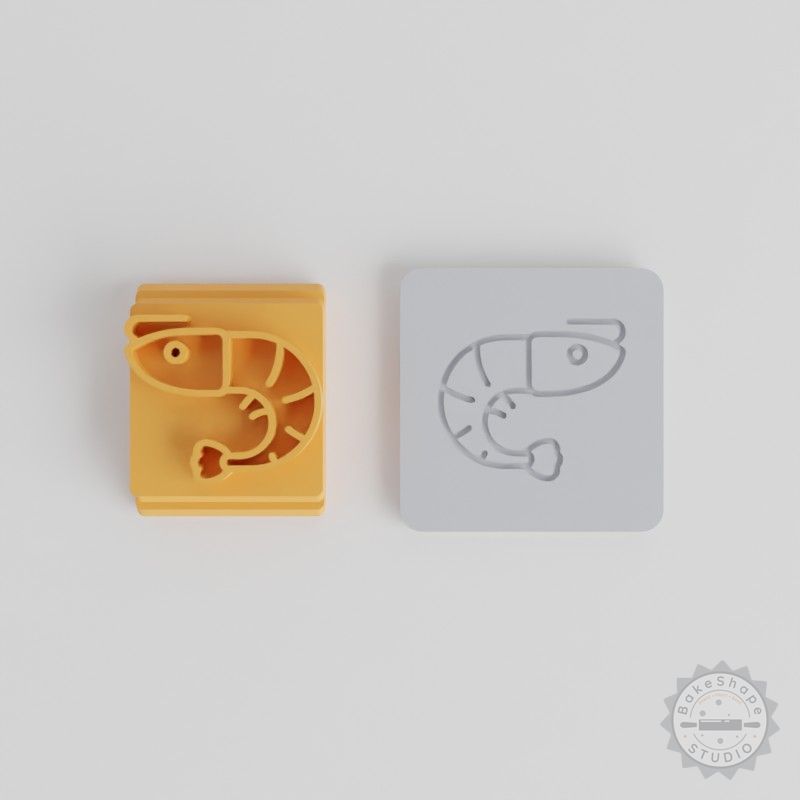 Shrimp Stamp Tile Set for Clay and Fondant, 5 Sizes Motif, Perfect for Cookies and Soft Materials