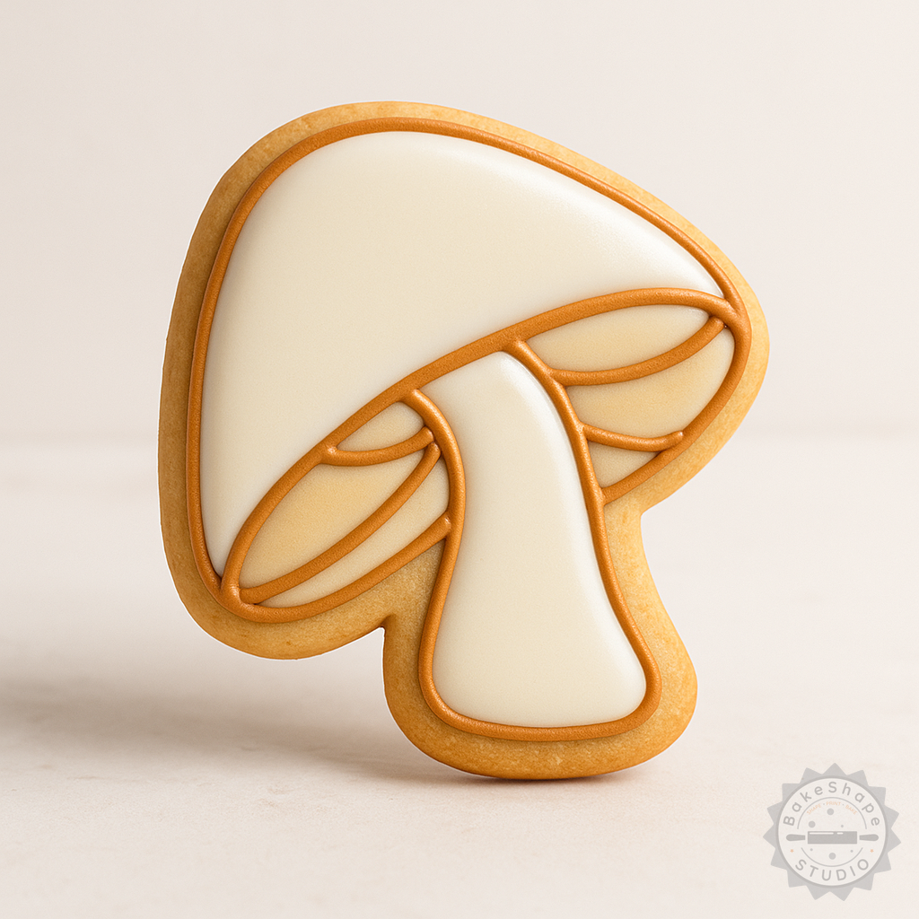 Decorated example 1 of Mushroom Shape Cookie Cutter and Stamp Set, 6-Piece, Sizes S/M/L, Perfect for Cookies and Fondant