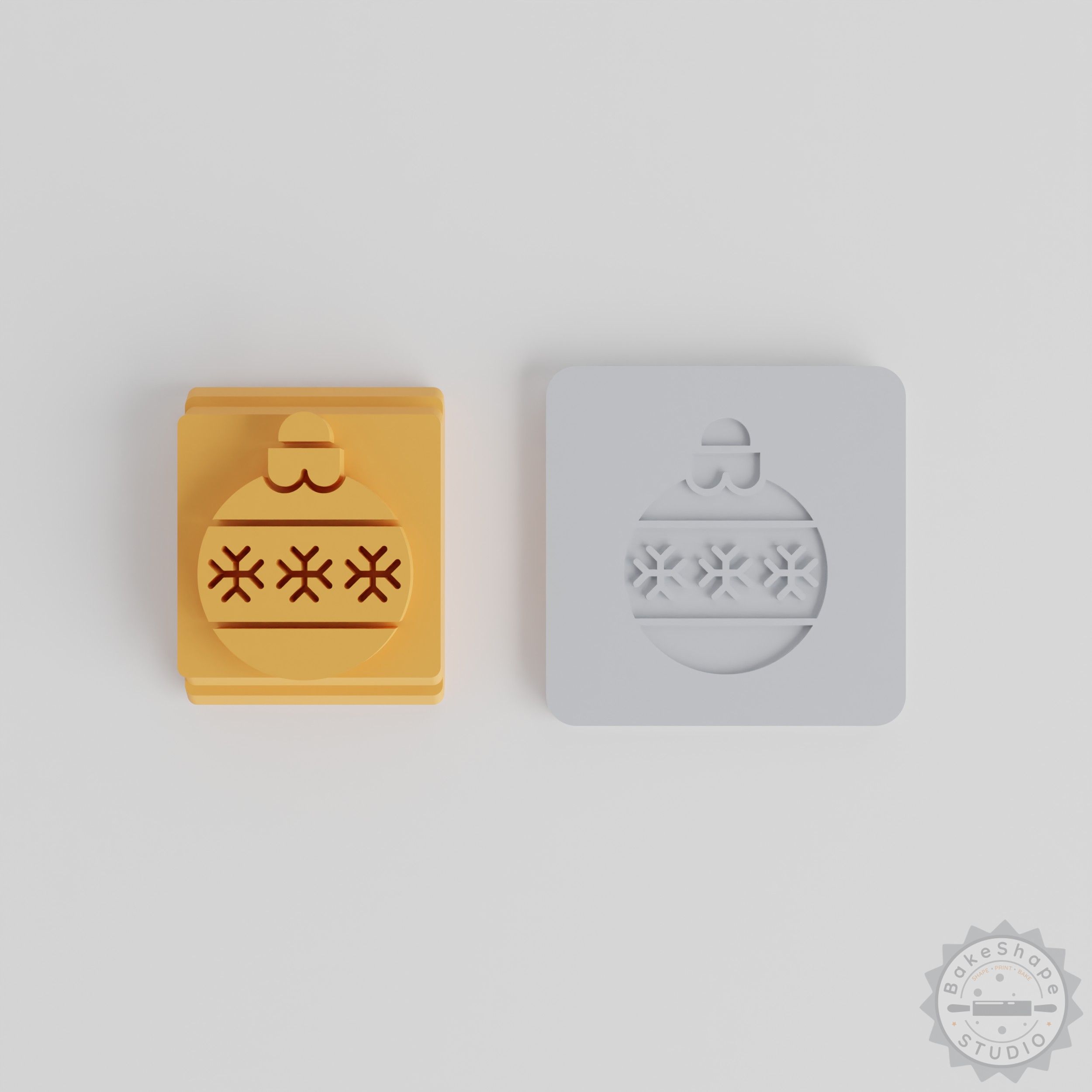 Christmas Bauble Stamp Tile Set, 5 Sizes for Clay and Cookies, Festive Ornament Mold Collection