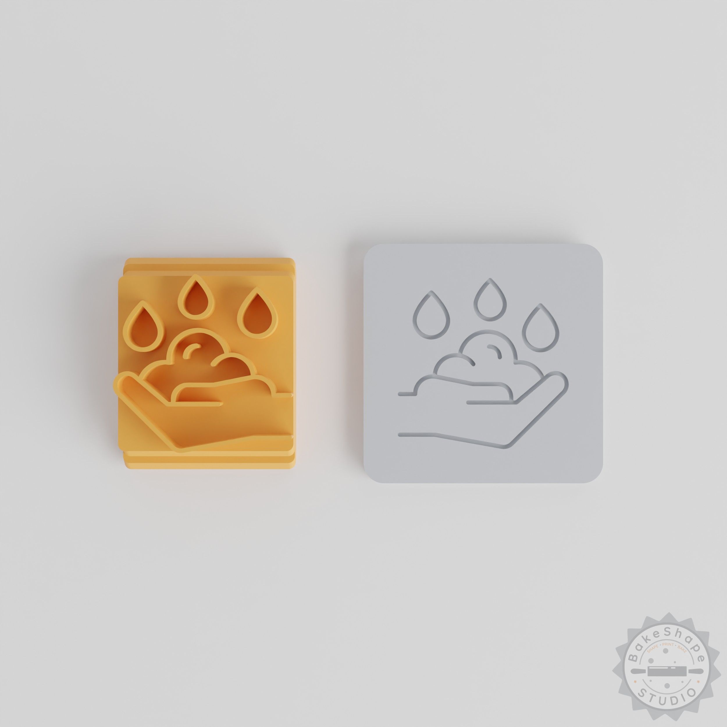 Hand Wash Stamp Tile Set, 5 Motif Sizes for Clay, Cookies, Fondant, 20-40mm, Hygiene Design