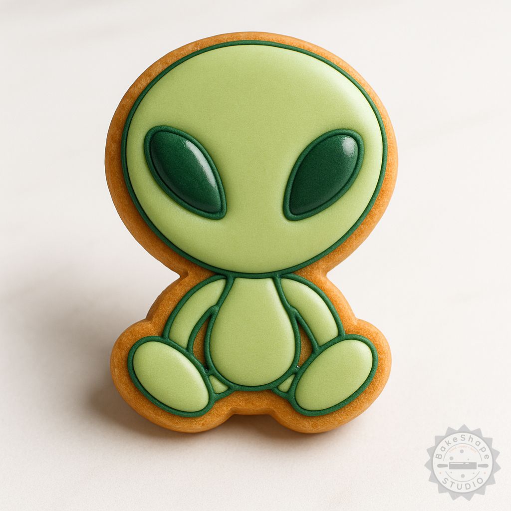 Alien cookie cutter and stamp set in three sizes STL for 3D printing and baking crafts