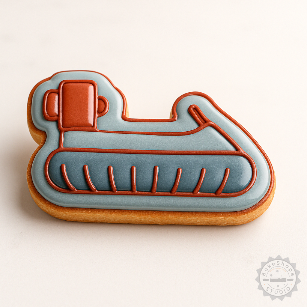 Decorated example 1 of Hover Craft Shape Cutter & Stamp Set, Perfect for Cookies & Fondant, 6-Piece Air Cushion Nautical Vehicle Collection