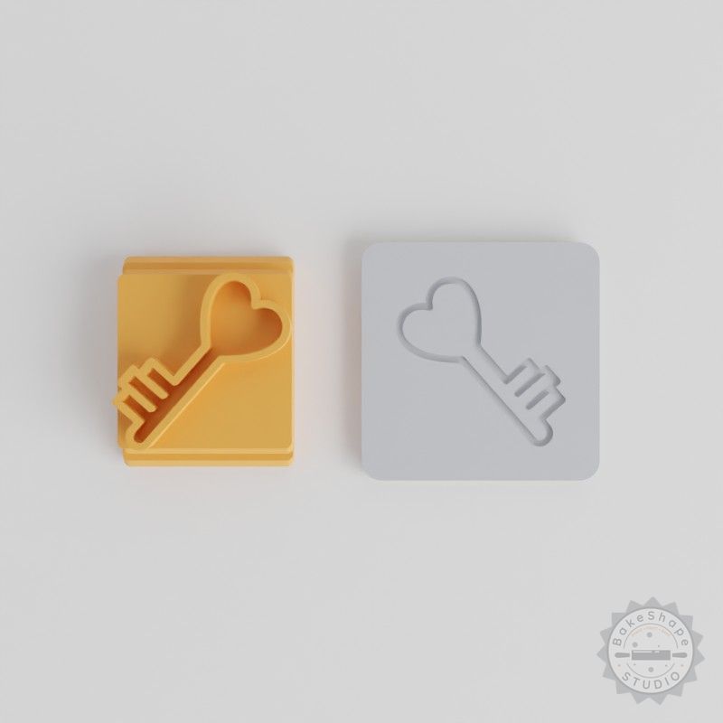 Heart Key Stamp Tile Set, 5 Sizes, Perfect for Clay, Cookies & Fondant