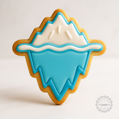 Decorated example 1 of Ice Berg Cookie Cutter & Stamp Set, 6-Piece, S/M/L, Perfect for Fondant, Nature Inspired Designs