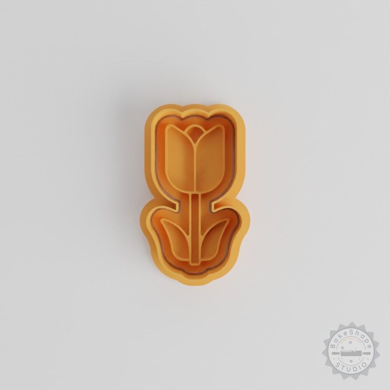 Tulip Shape Cutter and Stamp Set, Perfect for Cookies & Fondant, 3 Sizes, Flower Baking Tool