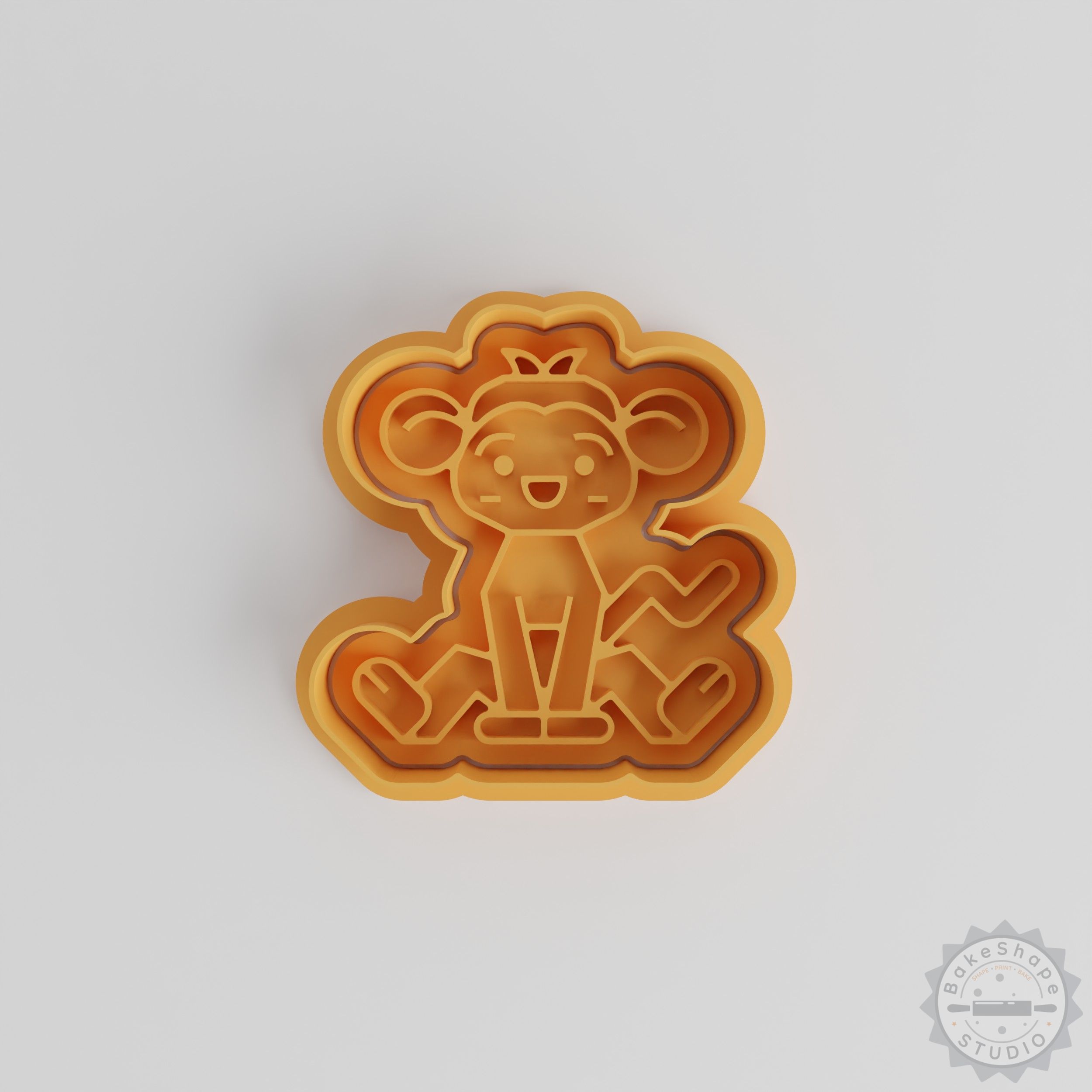 Monkey Shape Cookie Cutter and Stamp Set, 6-Piece, Wildlife Primate Fondant Cutters, S/M/L Sizes