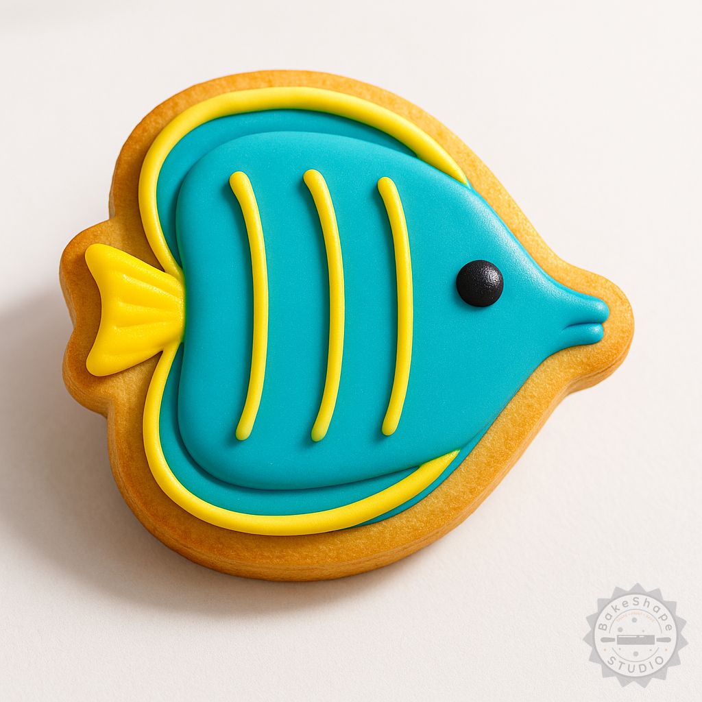 Tropical fish cookie cutter and stamp set STL for 3D printing with small, medium, and large sizes