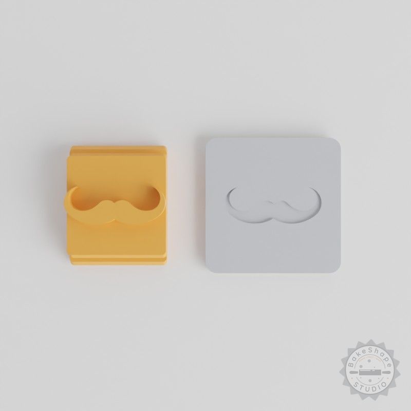 Moustache Stamp Tile Set, 5 Piece Pack for Clay, Cookies, Fondant, 20-40mm Motif Sizes