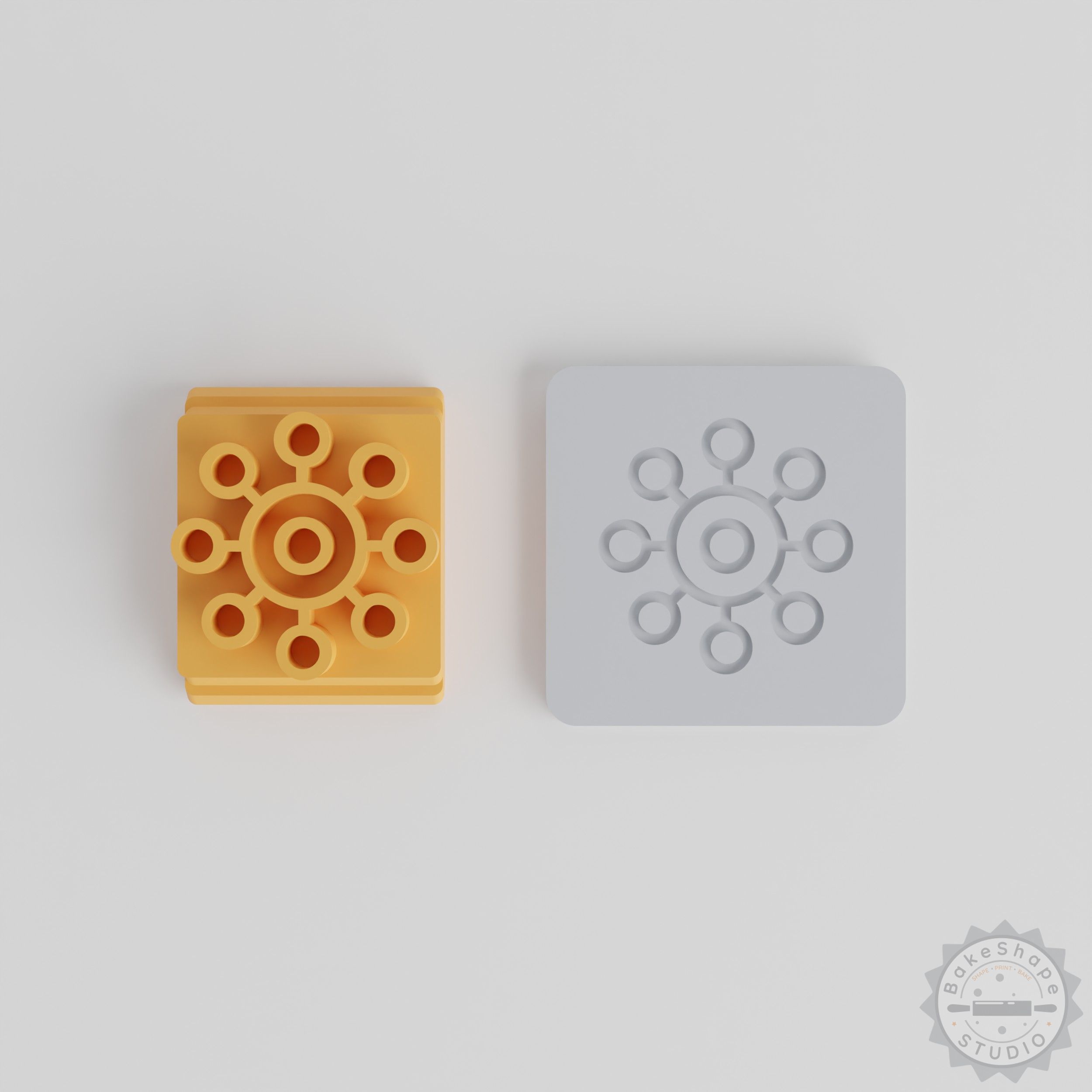 Snowflake Stamp Tile Set, Winter Bakeware, 5 Sizes for Clay, Fondant, Cookies
