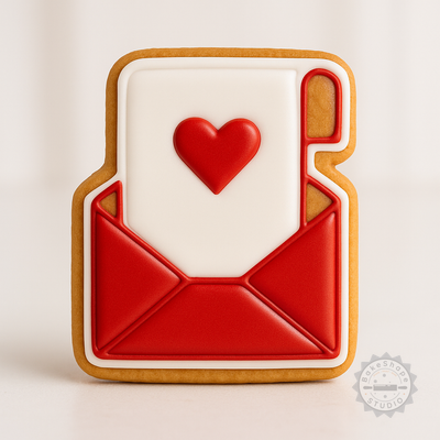 Decorated example 1 of Heart Mail Cookie Cutter & Stamp Set, 6-Piece Love Letter Design for Cookies & Fondant