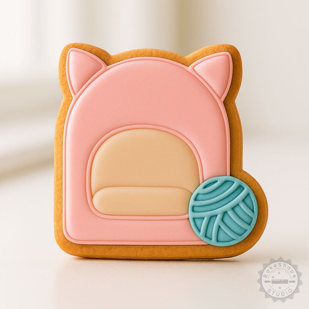 Cattery cookie cutter and stamp set STL for 3D printing with small, medium, and large sizes