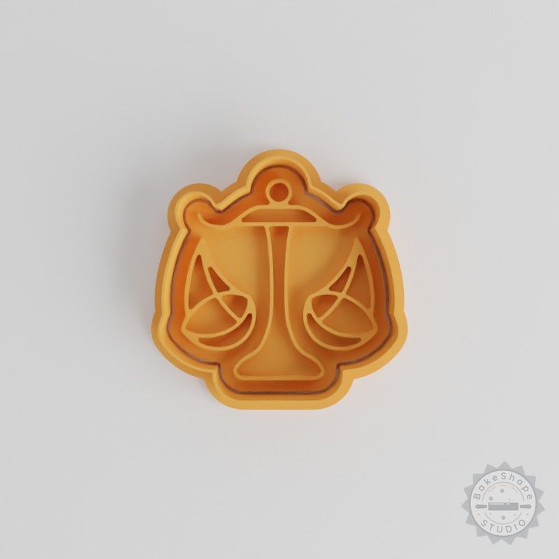 Libra Shape Cutter and Stamp Set, 6-Piece Zodiac Cookie and Fondant Tools, Astrology Scales Design