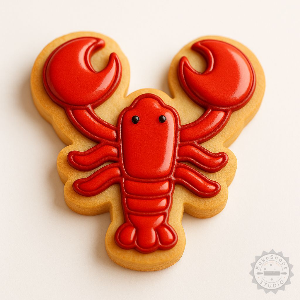 Lobster shape cookie cutter and stamp set STL for 3D printing with small, medium, and large sizes
