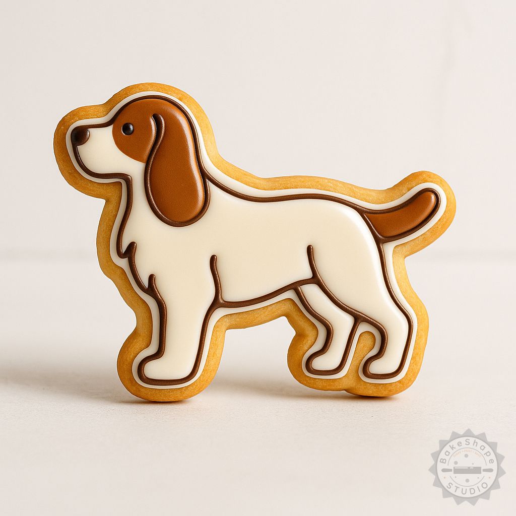 English Springer cookie cutter and stamp STL set for 3D printing pet dog shaped baking tools
