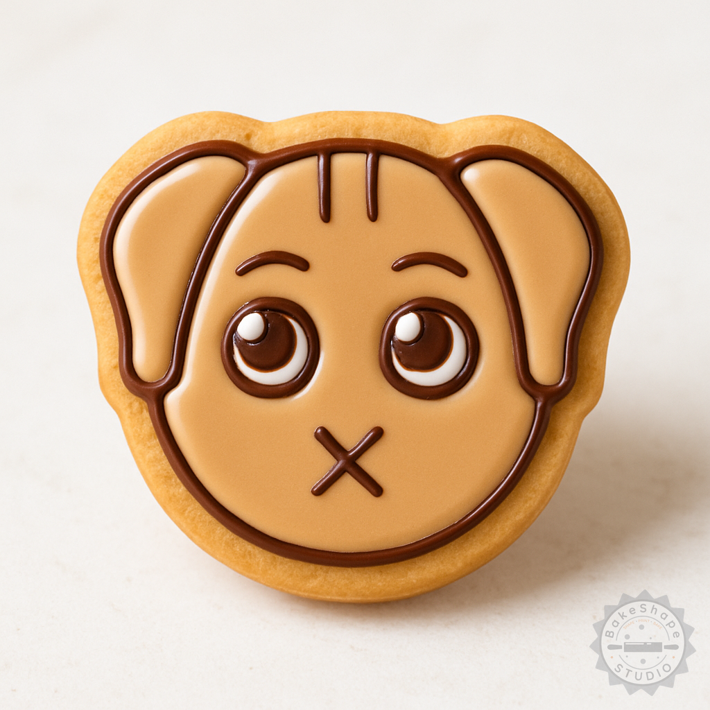 Decorated example 1 of Mute Cookie Cutter and Stamp Set, 6 Pc, S/M/L, Perfect for Dog-Shaped Cookies & Fondant