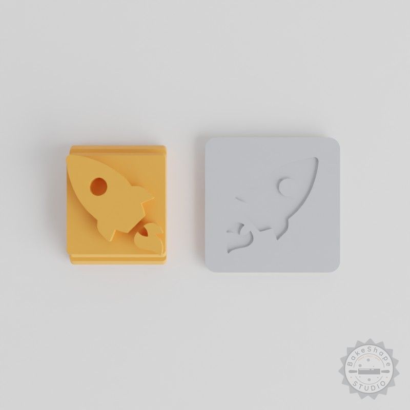 Rocket Stamp Tile Set, Multiple Motif Sizes, Ideal for Clay, Cookies, Fondant