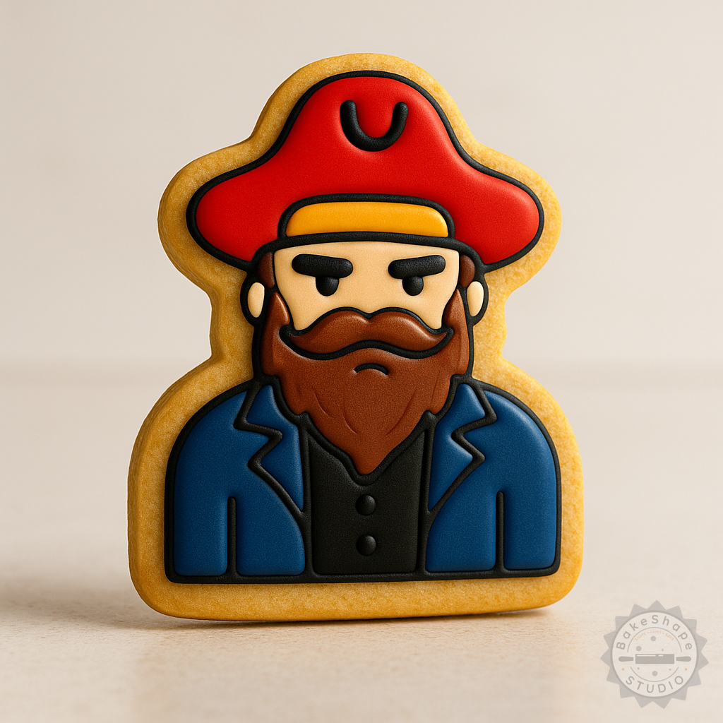 Decorated example 1 of Pirate Shape Cutter and Stamp Set, 6-Piece Cookie and Fondant Tool, Small/Medium/Large Sizes