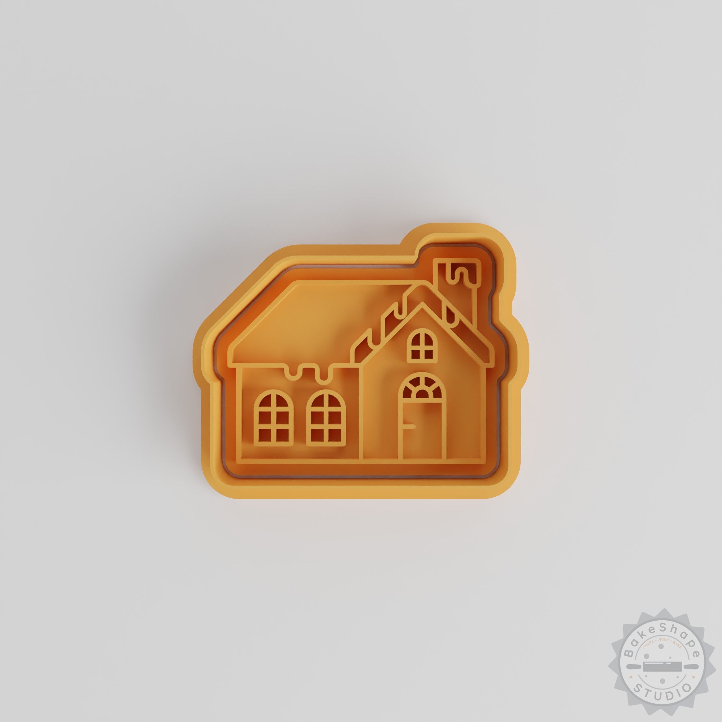 Snowy Cottage Cookie Cutter and Stamp Set, 6-Piece Winter Home Baking Tools, Christmas Cookie Decor