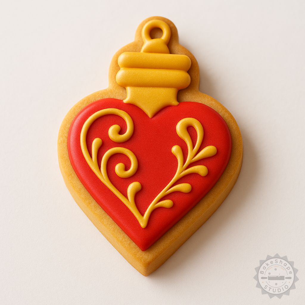 Heart decoration cookie cutter and stamp set STL for 3D printing in small, medium, and large sizes