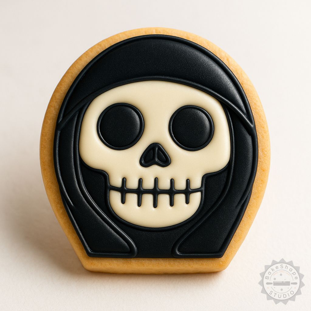 Grim Reaper cookie cutter and stamp STL for 3D printing Halloween themed baking tools