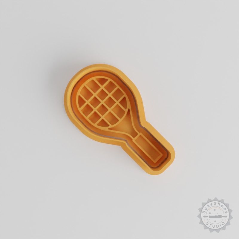 Tennis Racket Shape Cutter and Stamp Set, Cookie Fondant Cutter, Sizes S/M/L, 6-Piece Set