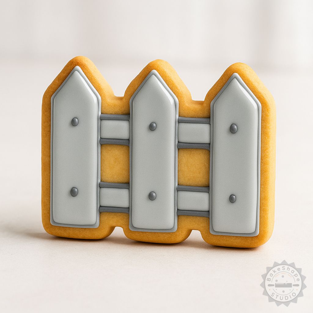 Fence shape cookie cutter and stamp set STL for 3D printing, includes small, medium, and large sizes