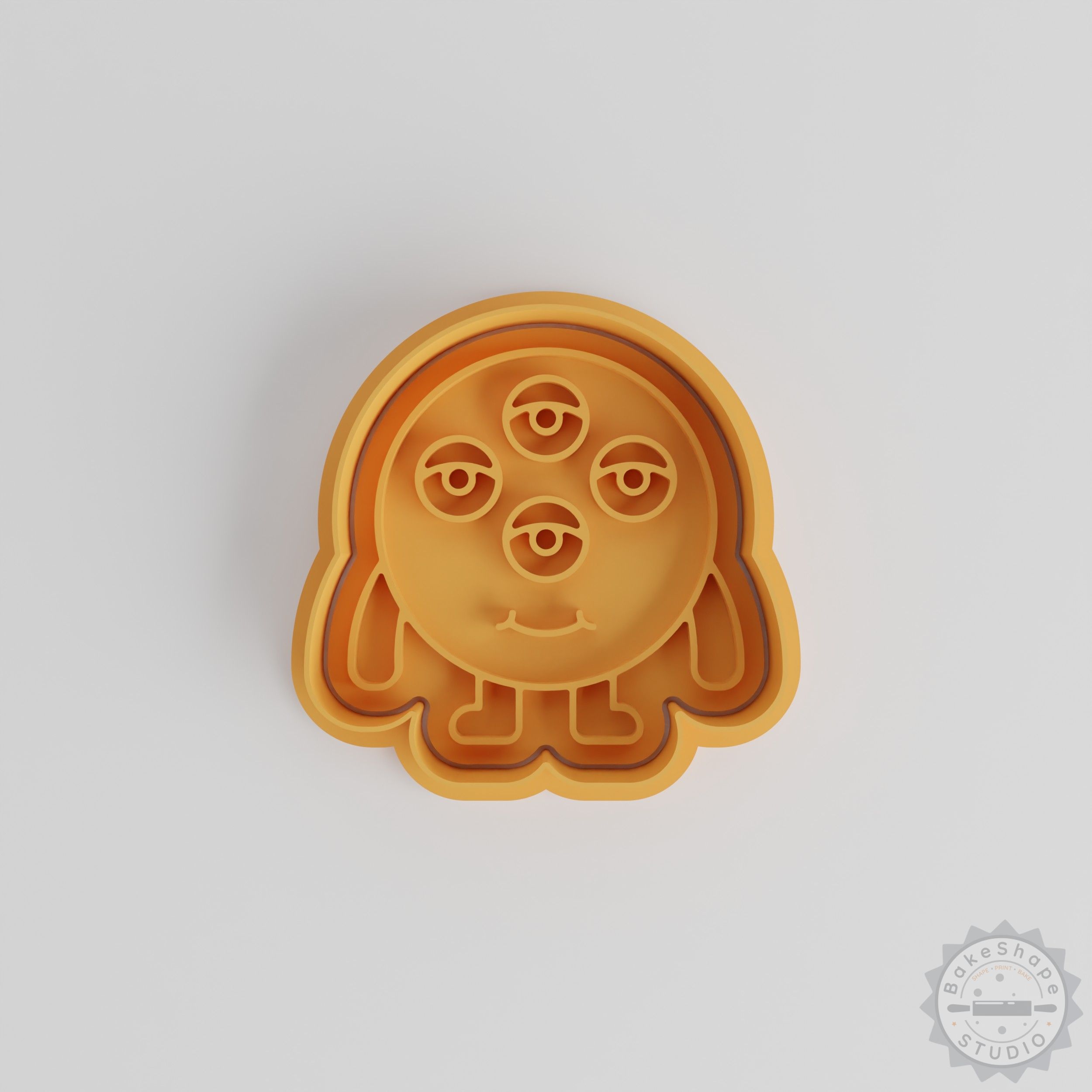 Funny Cartoon Monster Cookie Cutter Set, 6 Piece Quad Eyed Stamps for Fondant, S/M/L