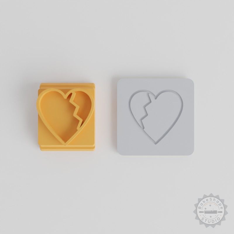 Broken Heart Stamp Tile Set, 5-Piece, Perfect for Clay, Cookies, Fondant, Multiple Motif Sizes